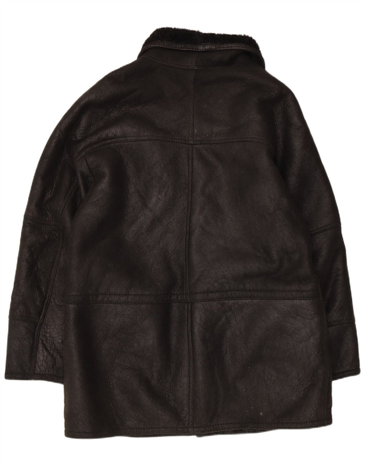 Vintage Herre Shearling Jacket IT 50 Stort sort læder