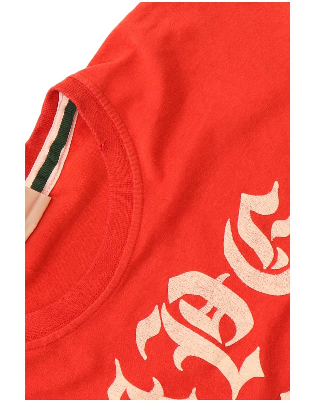 SUPERDRY Dame Grafisk T-Shirt Top UK 12 Medium Rød Bomuld