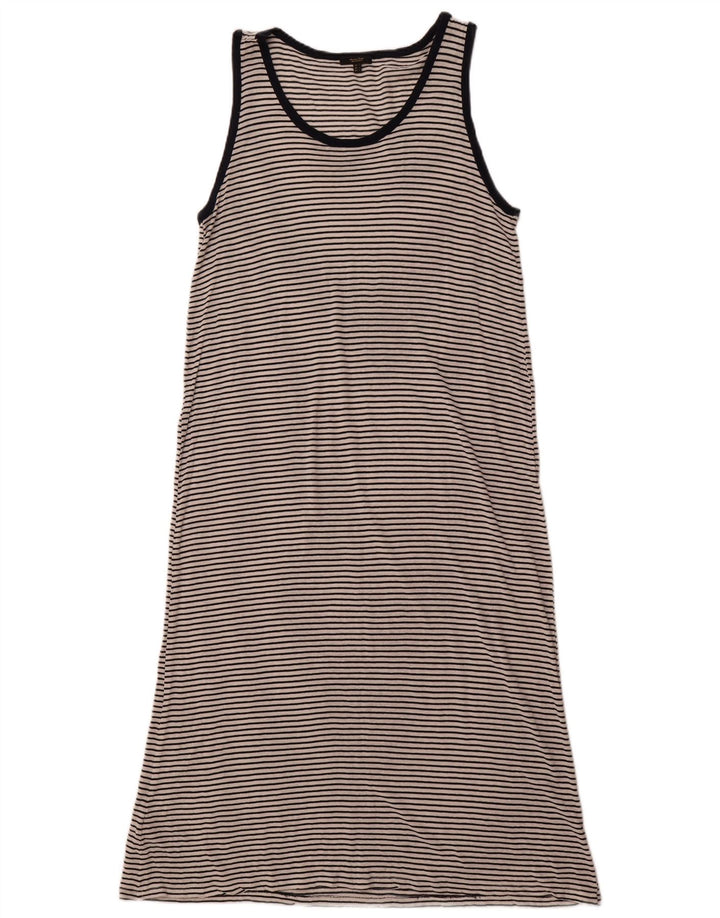 MASSIMO DUTTI Dame ærmeløs Maxikjole UK 14 Stor hvid stribet