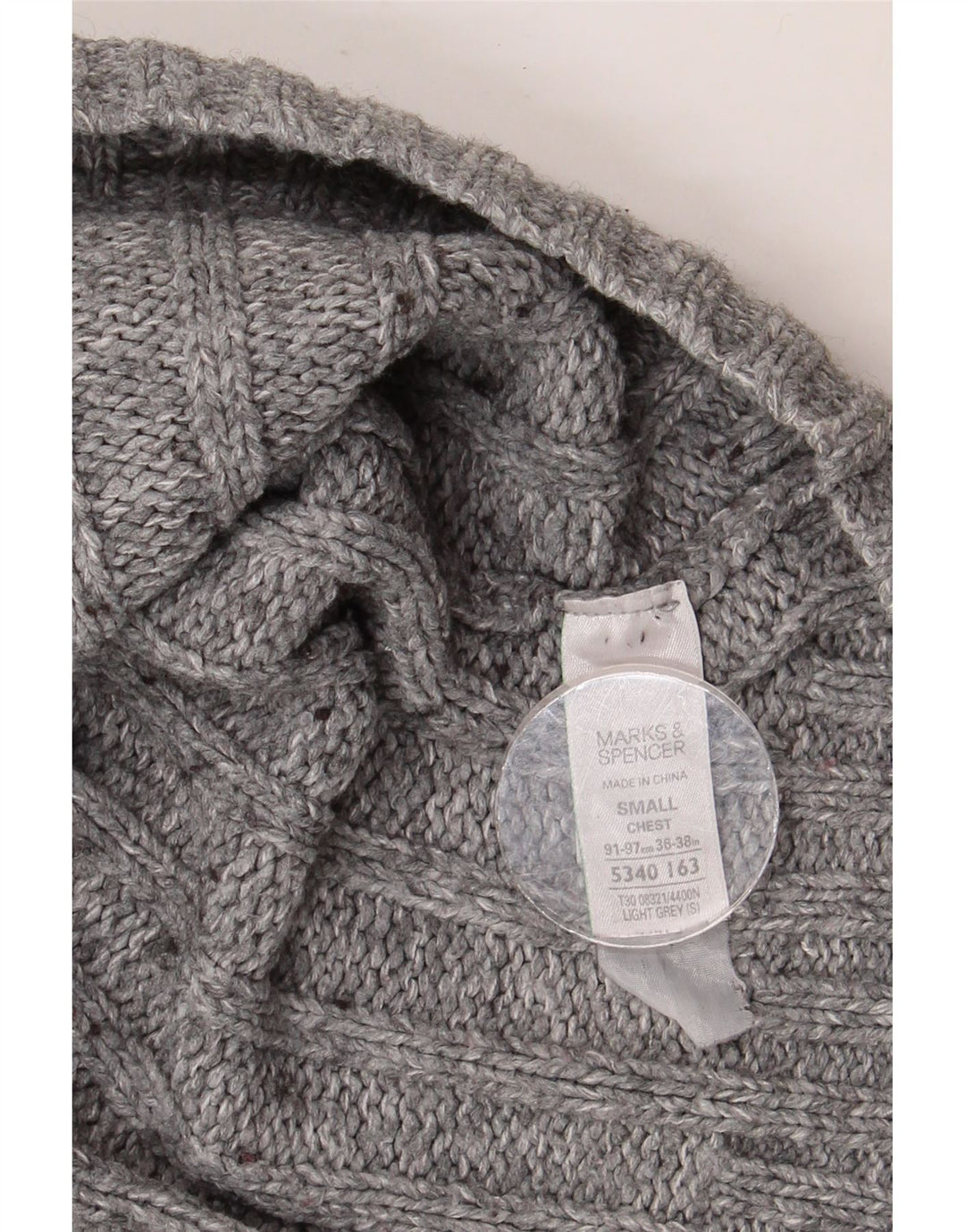 MARKS & SPENCER Herre sweater med lynlåshals, lille grå akryl