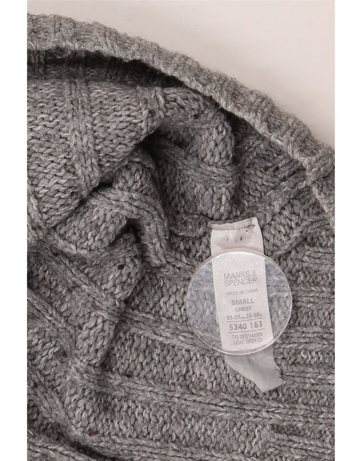 MARKS & SPENCER Herre sweater med lynlåshals, lille grå akryl
