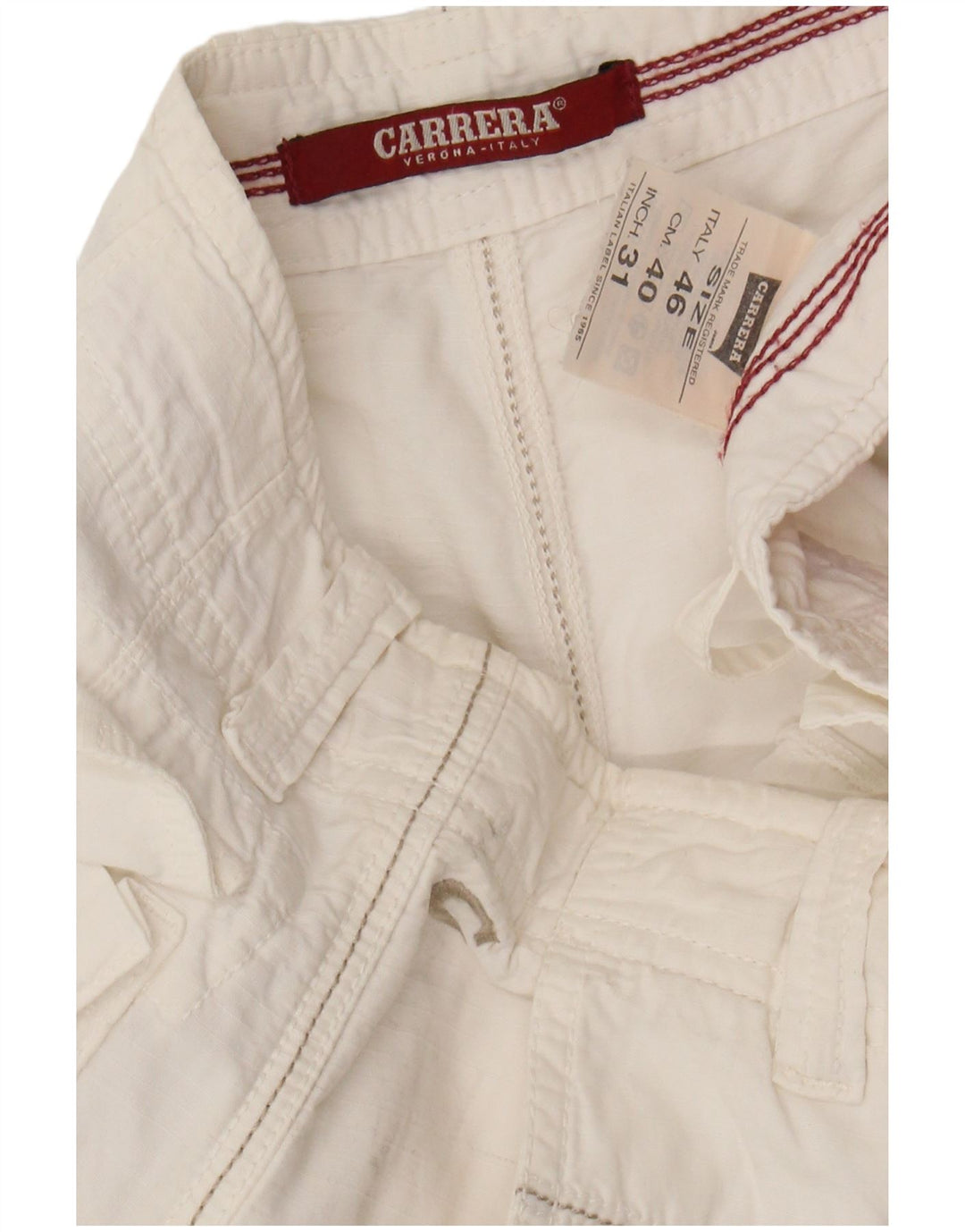 CARRERA Mens Straight Trousers W31 L32 White Cotton
