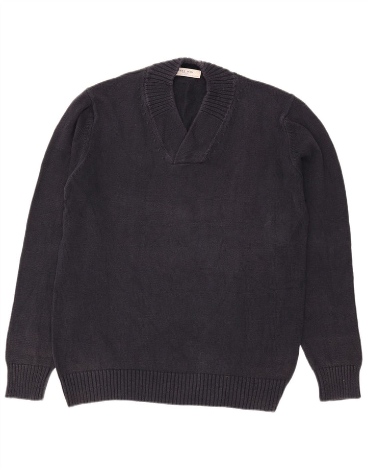 Zara Herre V-hals sweater Stor Marineblå