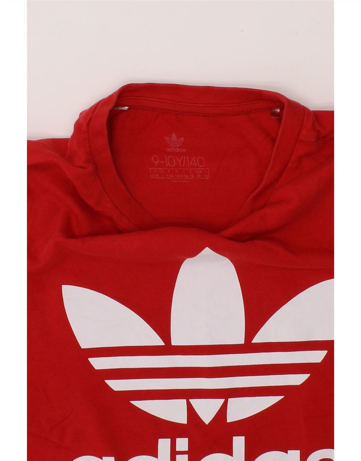 ADIDAS Boys Graphic T-Shirt Top 9-10 Years Red Vintage Adidas and Second-Hand Adidas from Messina Hembry 