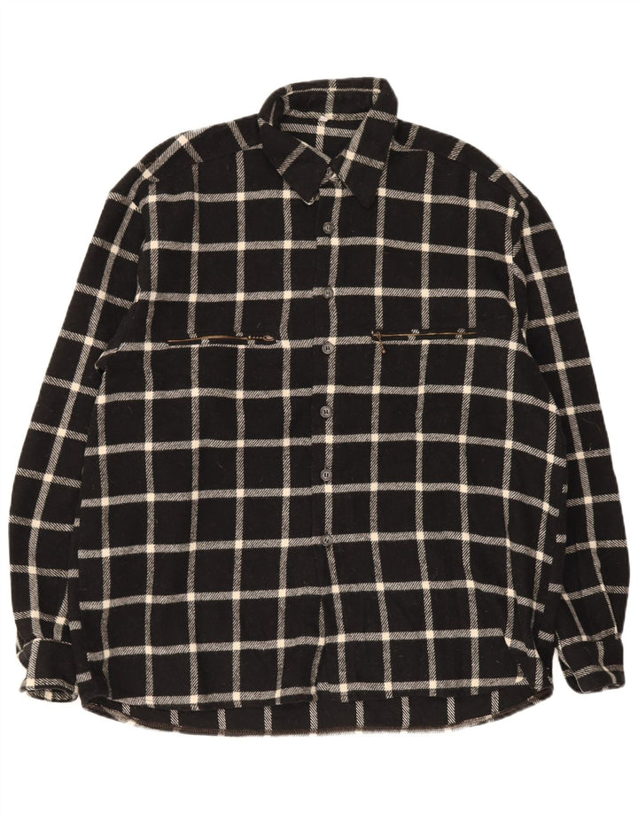 Vintage flannelskjorte til mænd, stor sort ternet