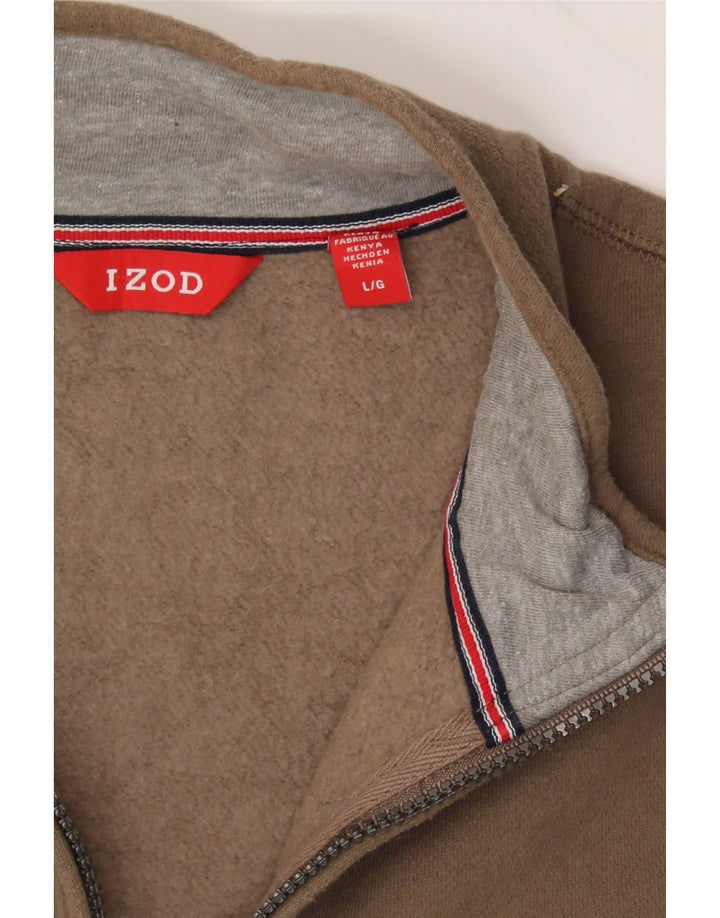 IZOD Mens Zip Neck Sweatshirt Jumper Large Brown Cotton Vintage Izod and Second-Hand Izod from Messina Hembry 