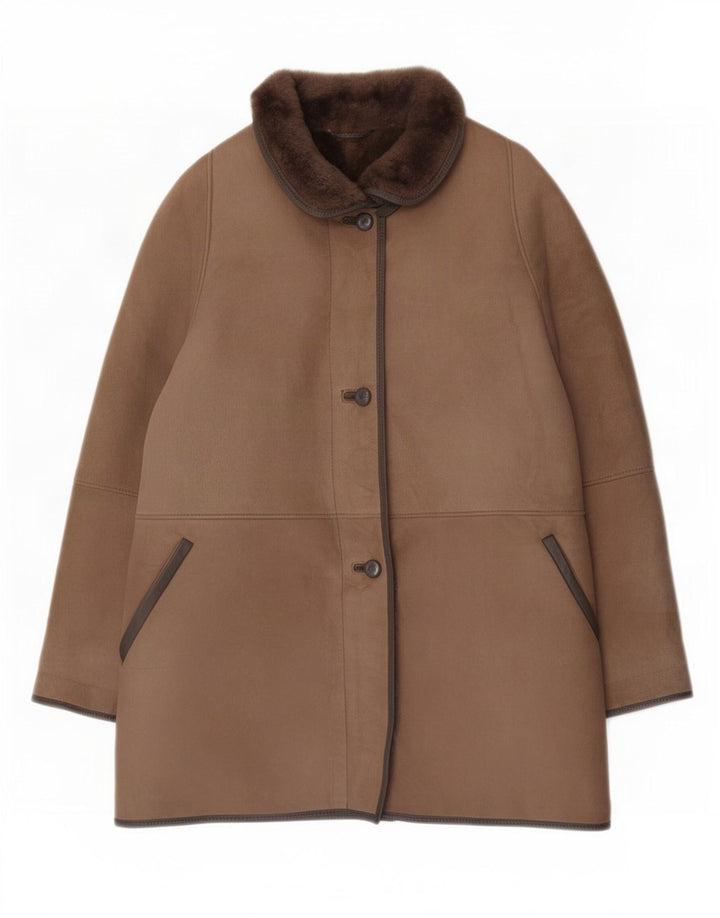 Vintage Dame Shearling Coat EU 46 XL Brun