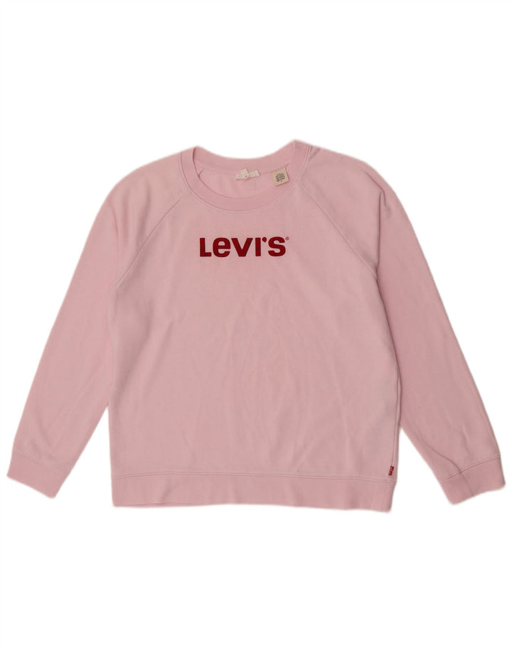 Levi's Dame Grafisk Oversized Sweatshirt Jumper UK 14 Medium Pink Bomuld