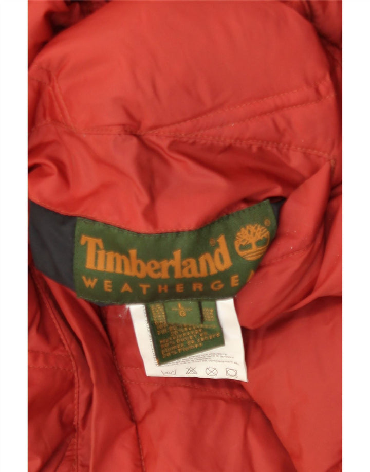 Timberland Herre Vendbar Polstret Jakke UK 40 Stor Orange Nylon