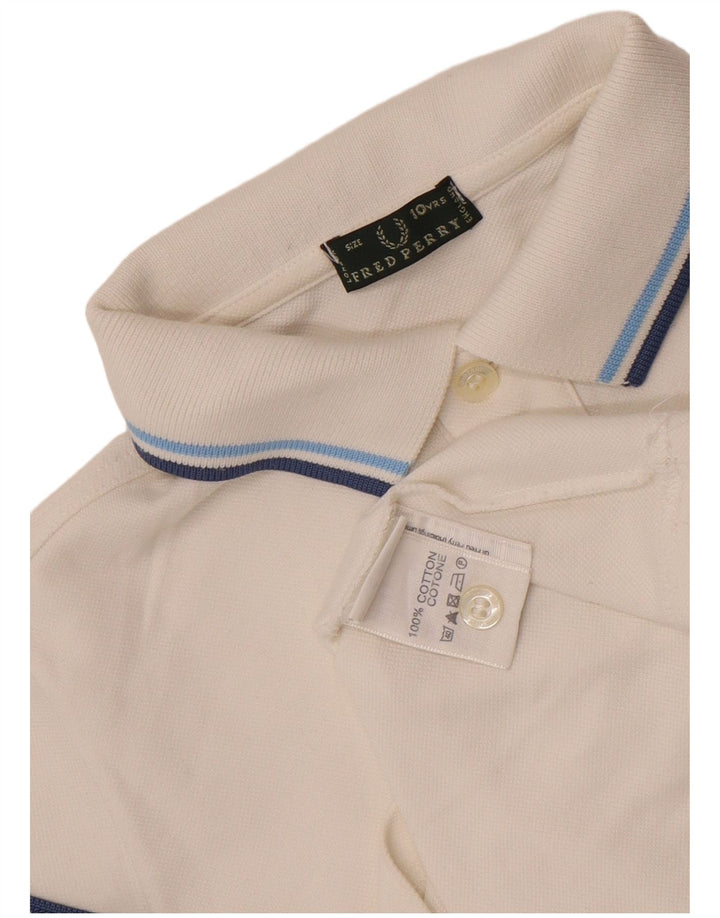 Fred Perry Boys Polo Shirt 9-10 år Hvidstribet bomuld