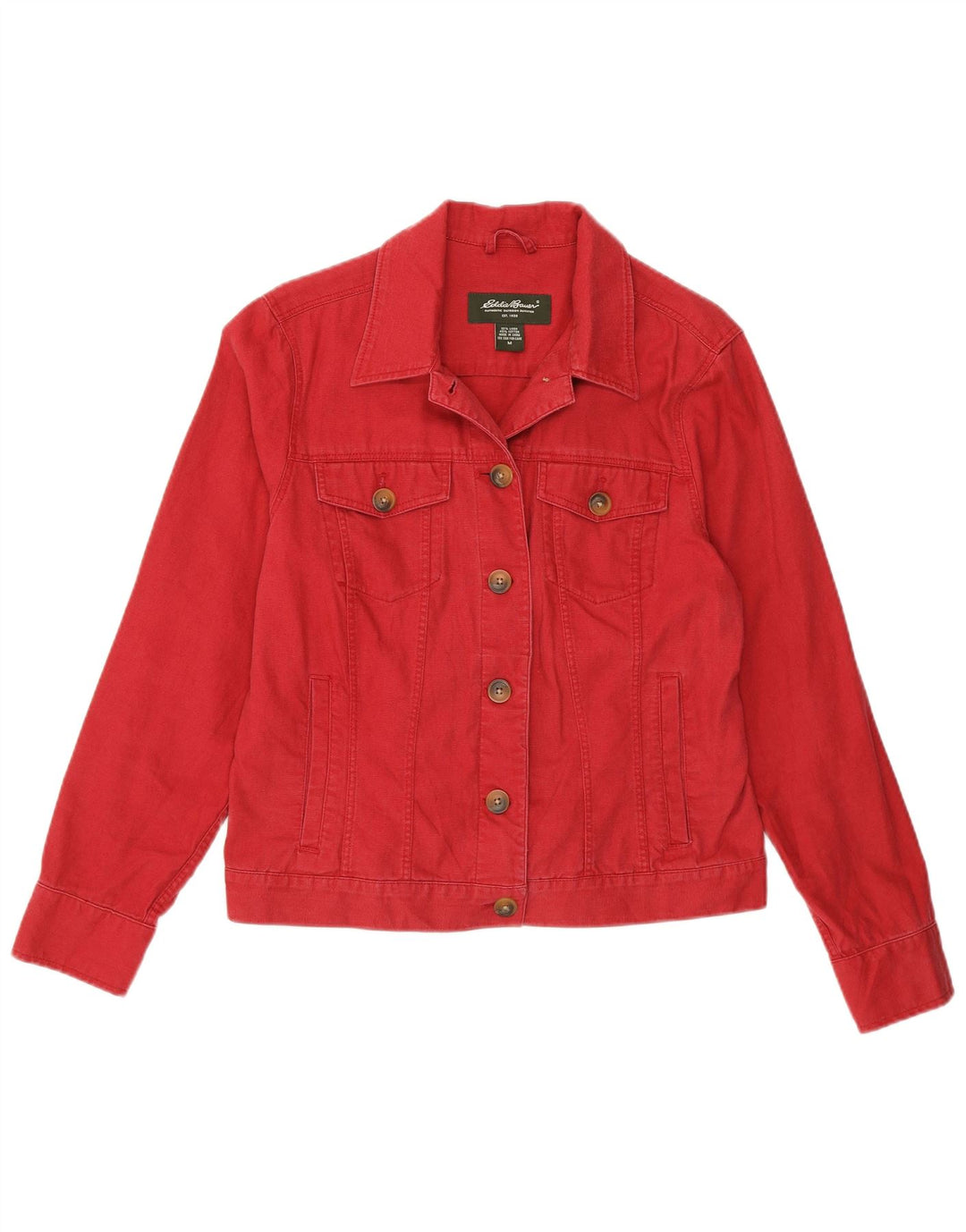 Eddie Bauer Womens Bomber Jacket UK 14 Medium Red Linen