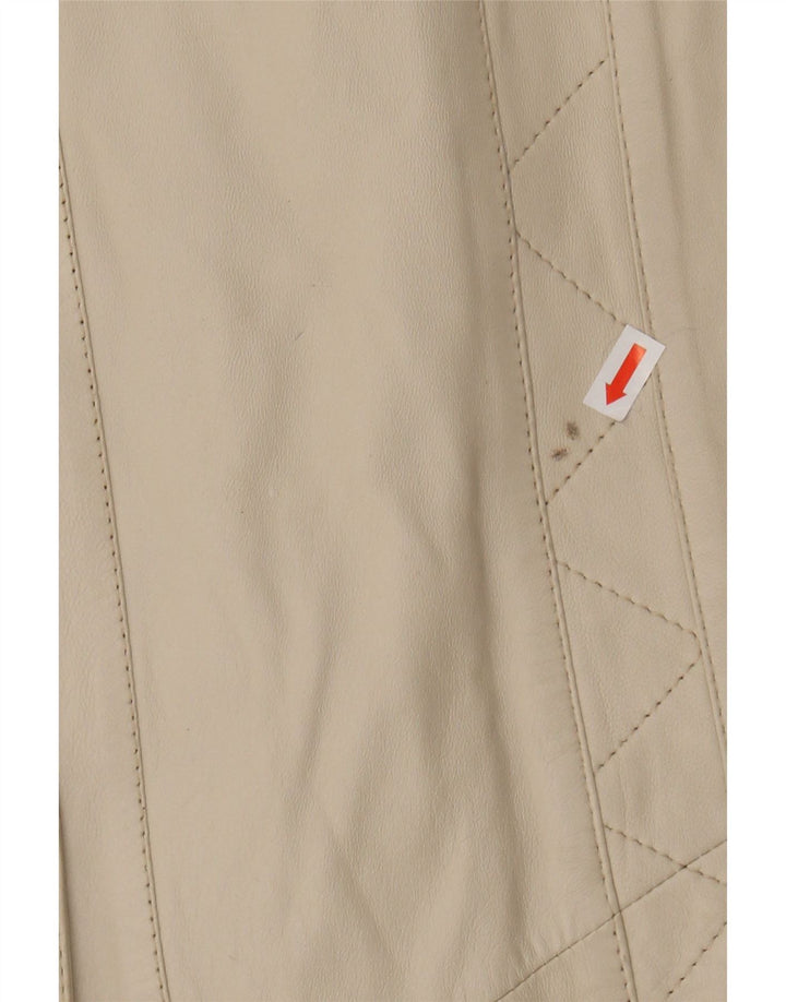 VINTAGE Womens Leather Jacket UK 20 2XL Beige Vintage Vintage and Second-Hand Vintage from Messina Hembry 