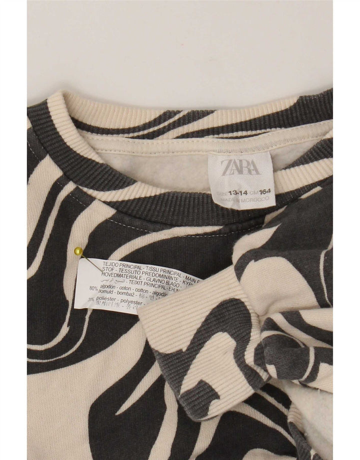 Zara piger abstrakt mønster sweatshirt sweater 13-14 år sort bomuld
