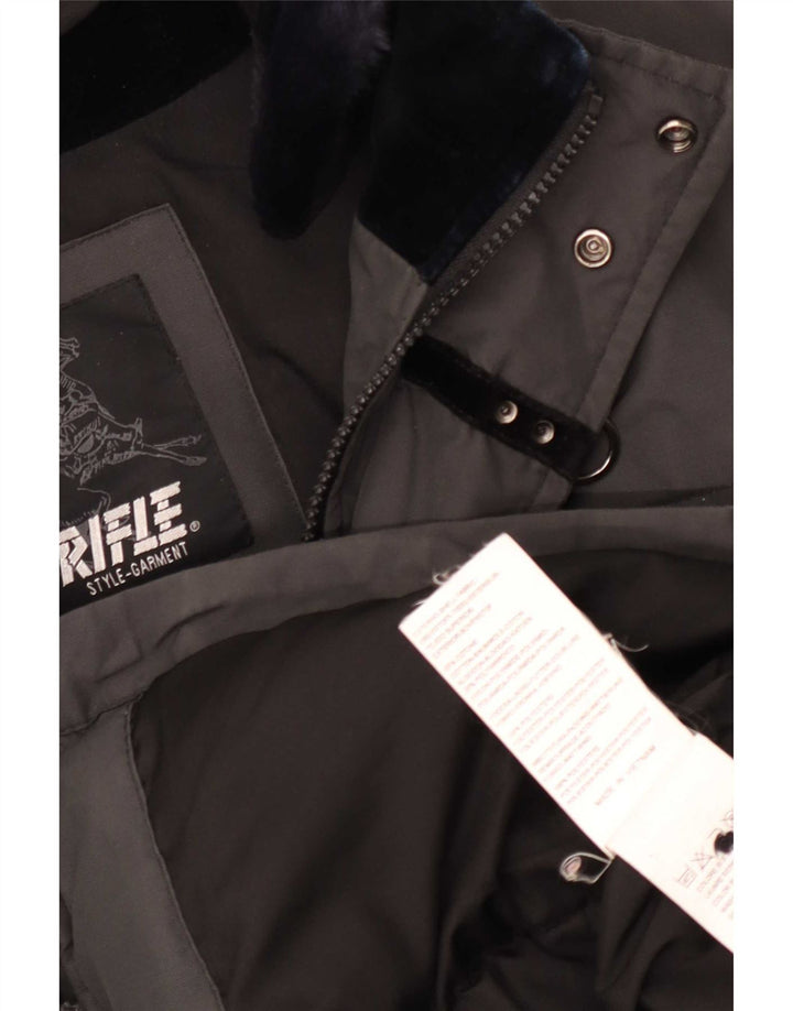 Rifle Herre Parka Jacket UK 40 Stor Grå Bomuld