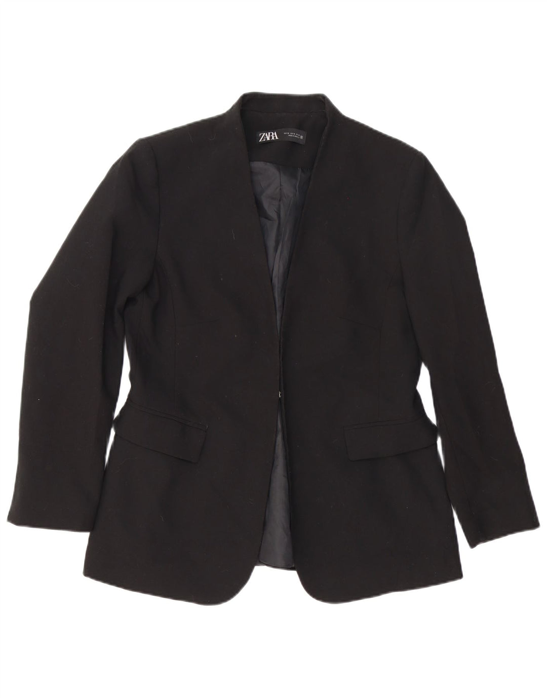 Zara Dame Blazer Jacket UK 18 XL Sort Polyester