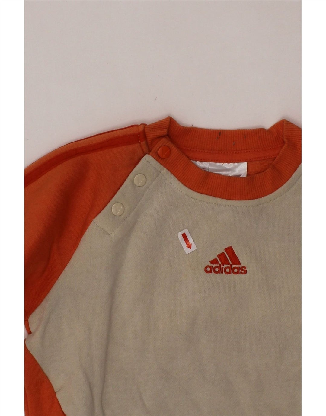 ADIDAS Baby Girls Sweatshirt Jumper 12-18 måneder Orange Colourblock Bomuld