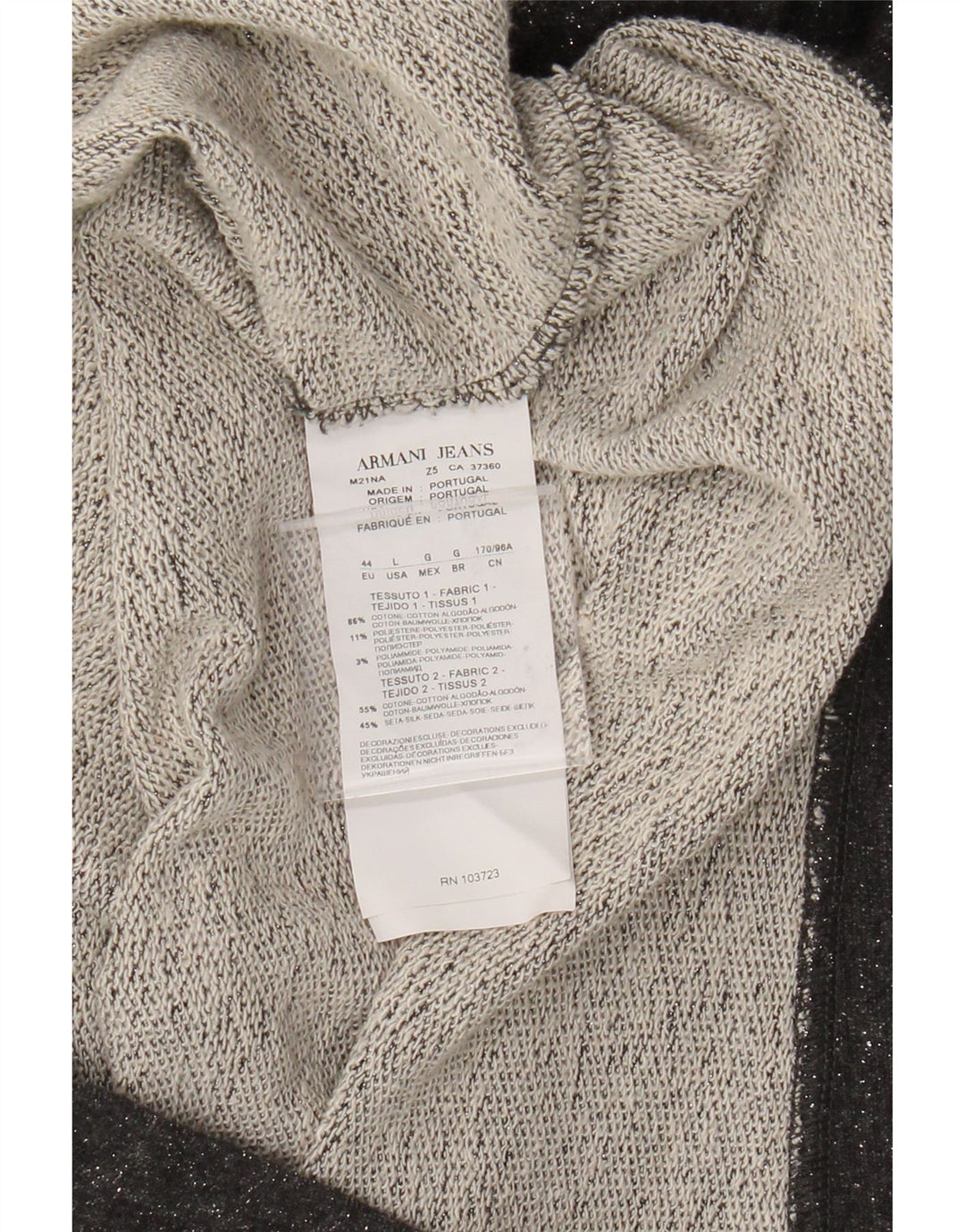 Armani Jeans Dame Sweatshirt Jumper EU 44 XL Grå Bomuld