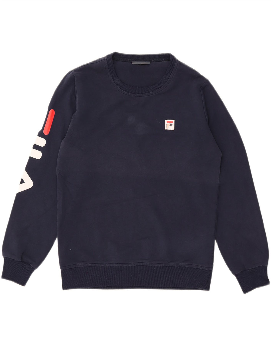 Fila Dame Grafisk Sweatshirt Jumper UK 16 Large Navy Blue Polyester