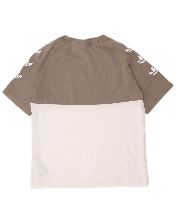 Adidas Boys Grafisk T-Shirt Top 6-7 år Hvid Colourblock Bomuld