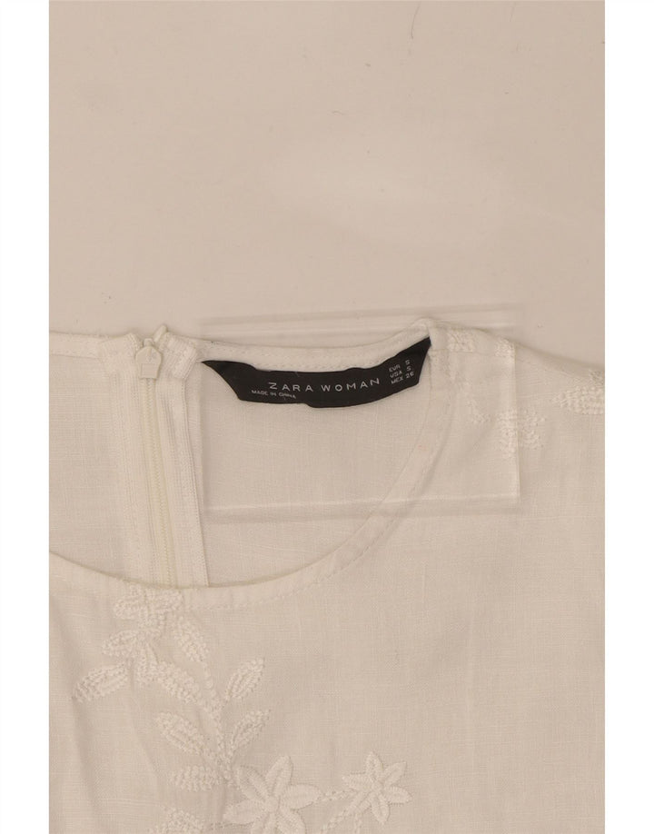ZARA Womens Sheath Dress UK 10 Small White Floral Vintage Zara and Second-Hand Zara from Messina Hembry 