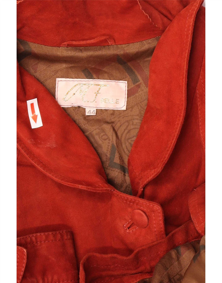 Vintage Dame Oversized Ruskindsjakke IT 44 Medium Rødt Læder