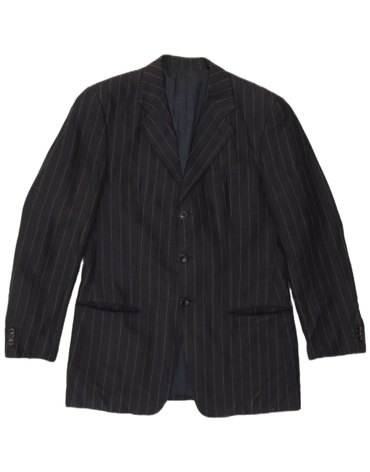 Armani Collezioni Herre Blazer Jacket IT 48 Small Navy Blue Pinstripe