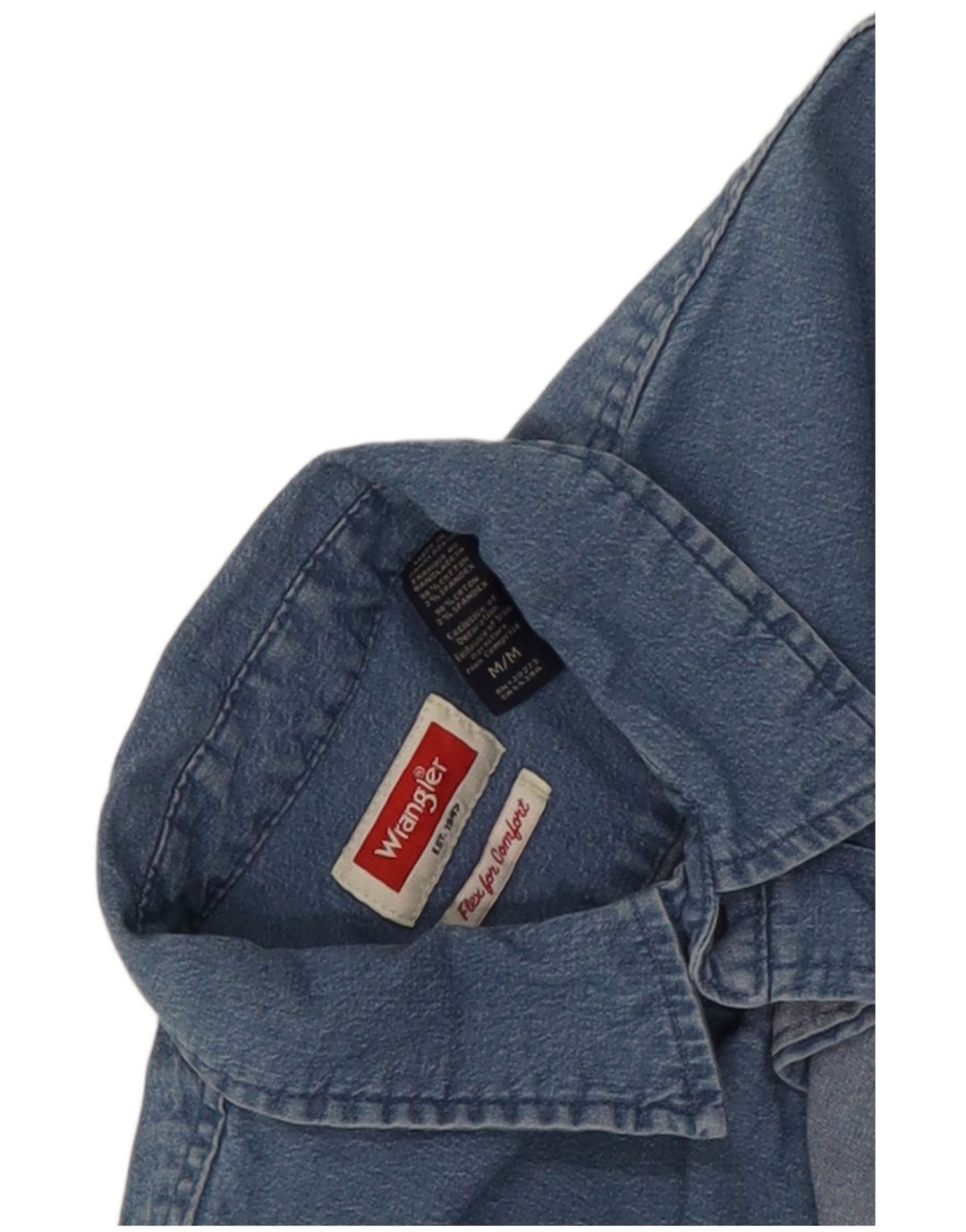 Wrangler kortærmet denimskjorte til mænd mellemblå bomuld