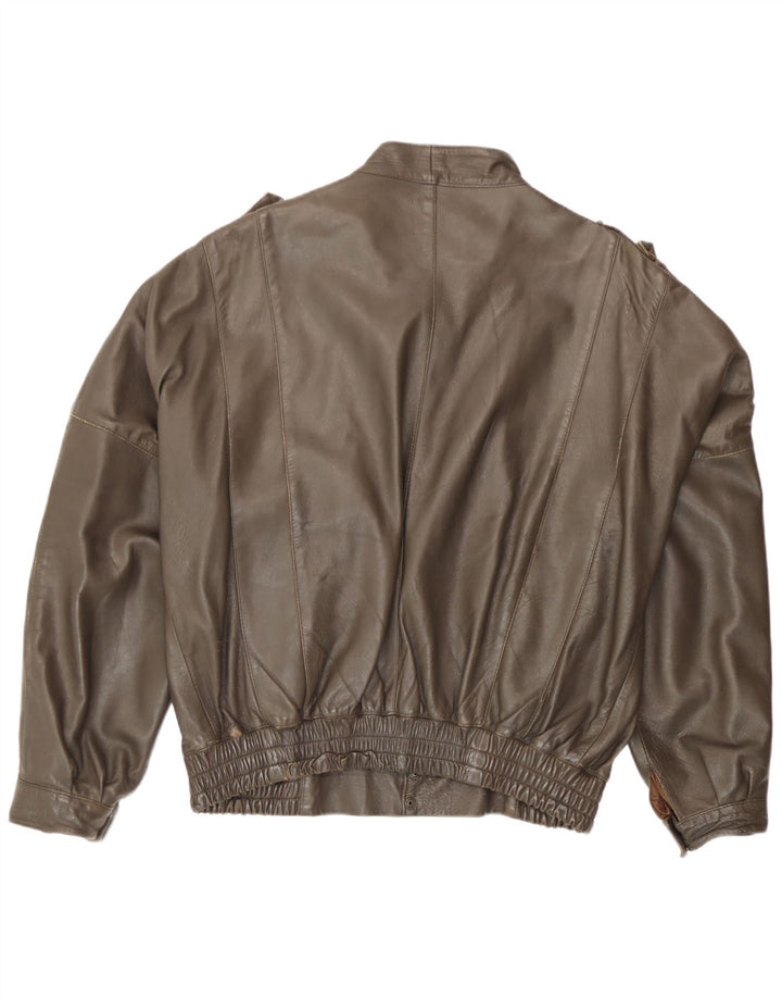 Vintage herre læderjakke IT 52 XL brunt læder