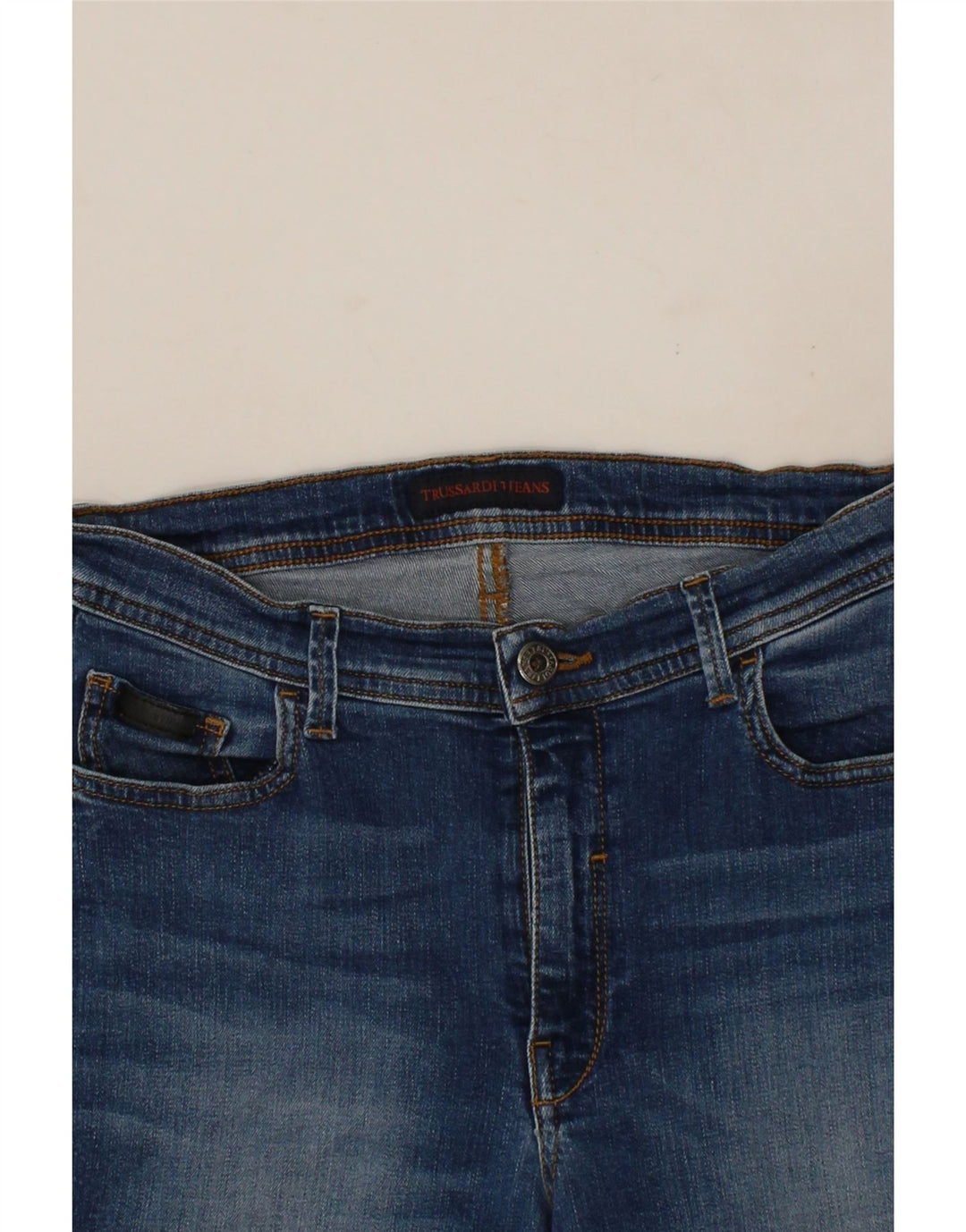 TRUSSARDI Womens Slim Jeans W29 L30 Blue Polyester Vintage Trussardi and Second-Hand Trussardi from Messina Hembry 