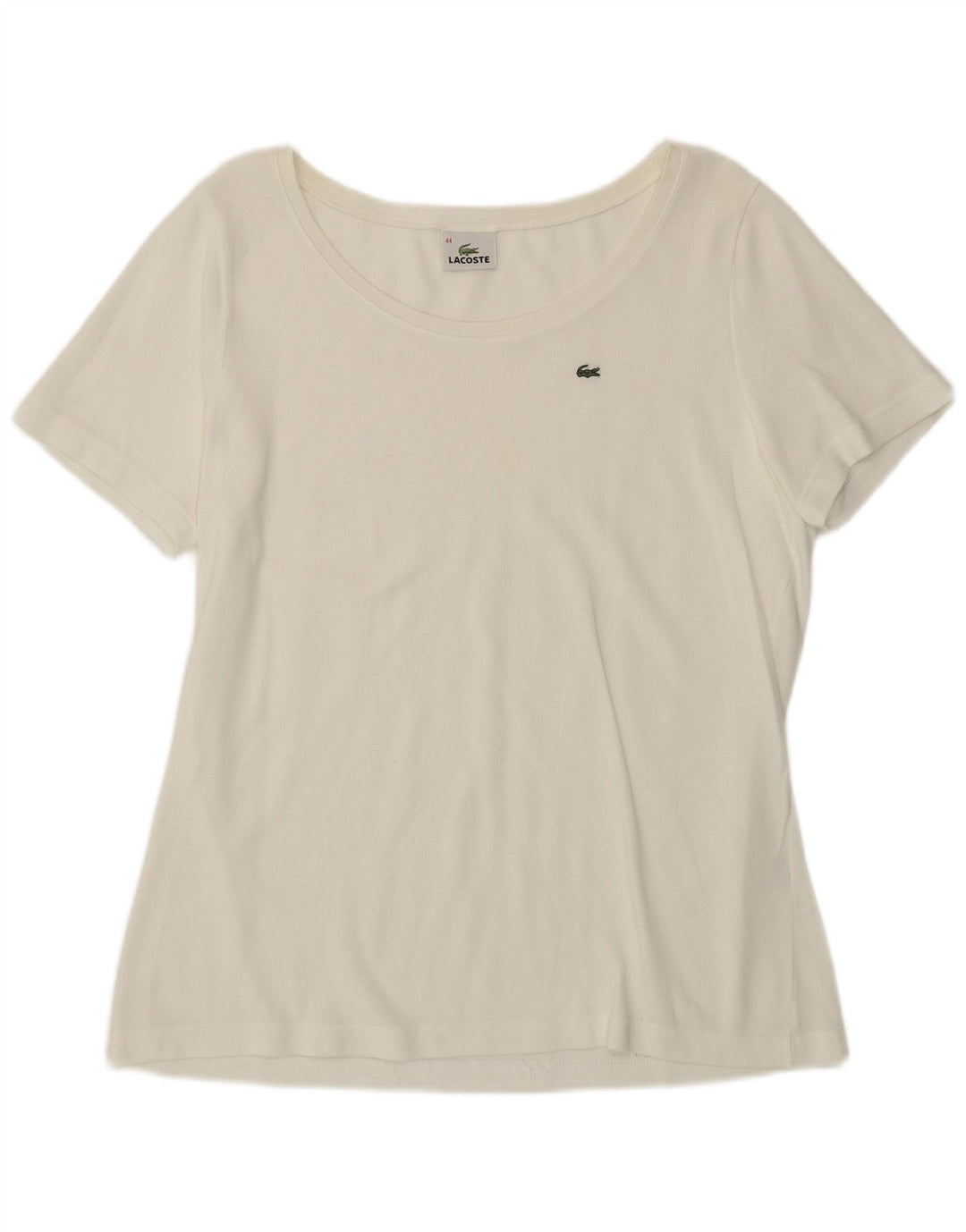 Lacoste Dame T-Shirt Top Str. 44 Stor Hvid Bomuld