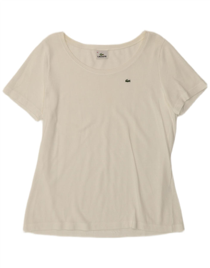 Lacoste Dame T-Shirt Top Str. 44 Stor Hvid Bomuld