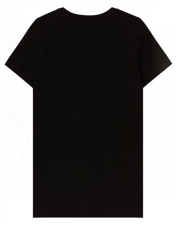 Benetton Dame T-Shirt Top UK 8 Lille Sort Bomuld
