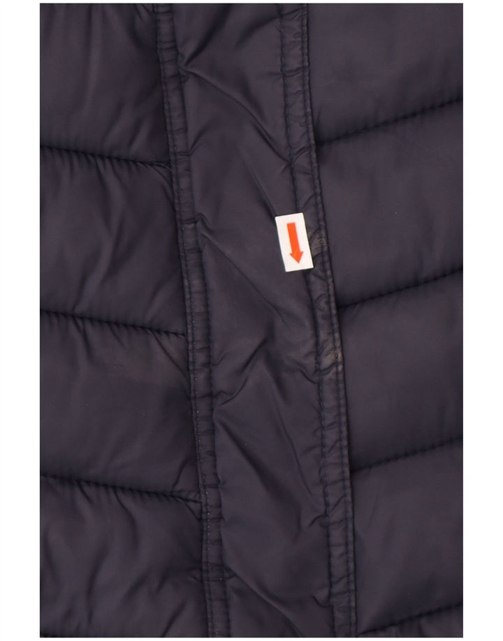 SUPERDRY Polstret frakke med hætte til kvinder UK 14 Medium marineblå nylon