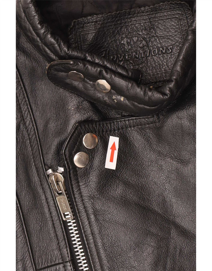 Vintage Herre Læder Biker Jacket UK 44 2XL Sort