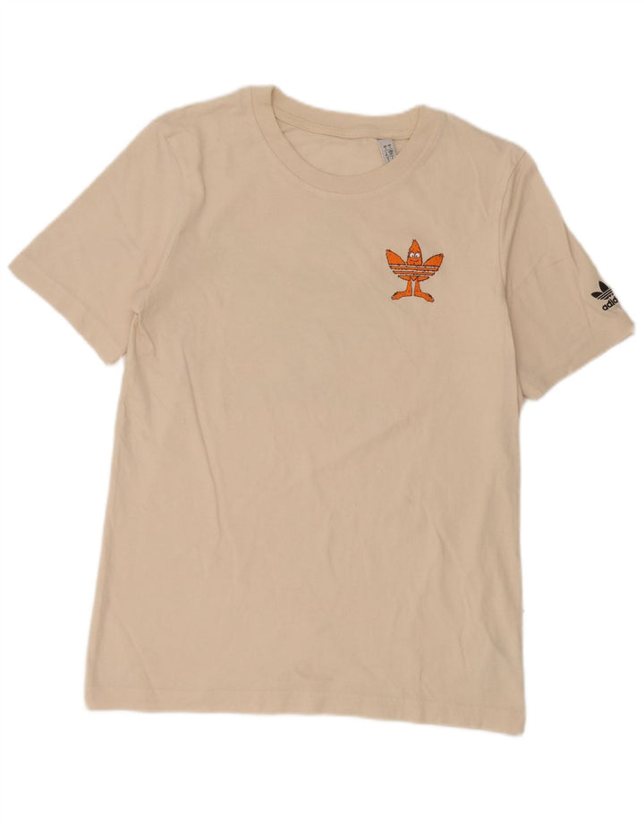 Adidas Herre grafisk T-shirt Top Lille Off White Bomuld
