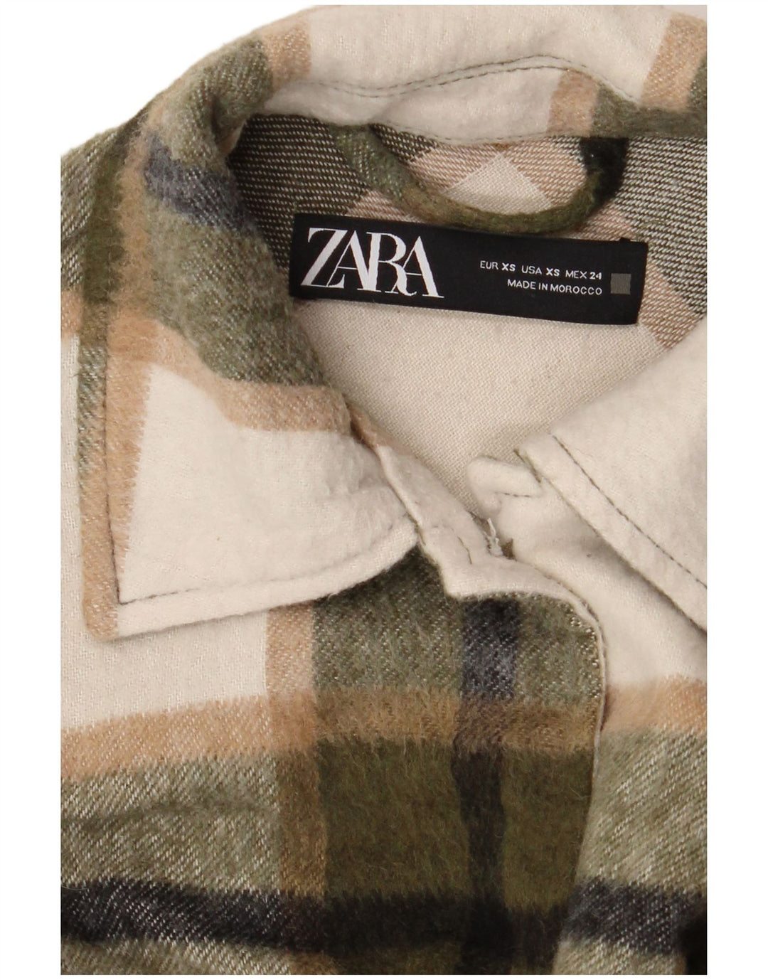 Zara Dame Oversized Shacket Jacket UK 6 XS Khaki Check