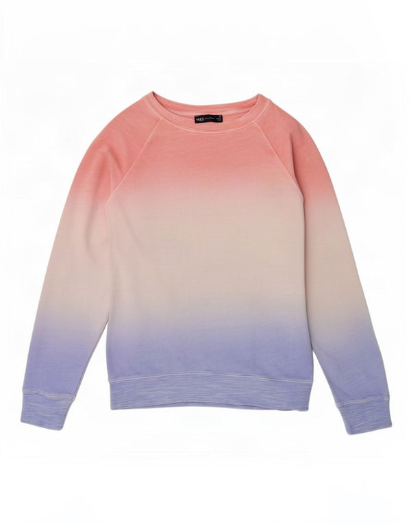 Marks & Spencer Dame Sweatshirt Jumper UK 10 Small Pink Colourblock
