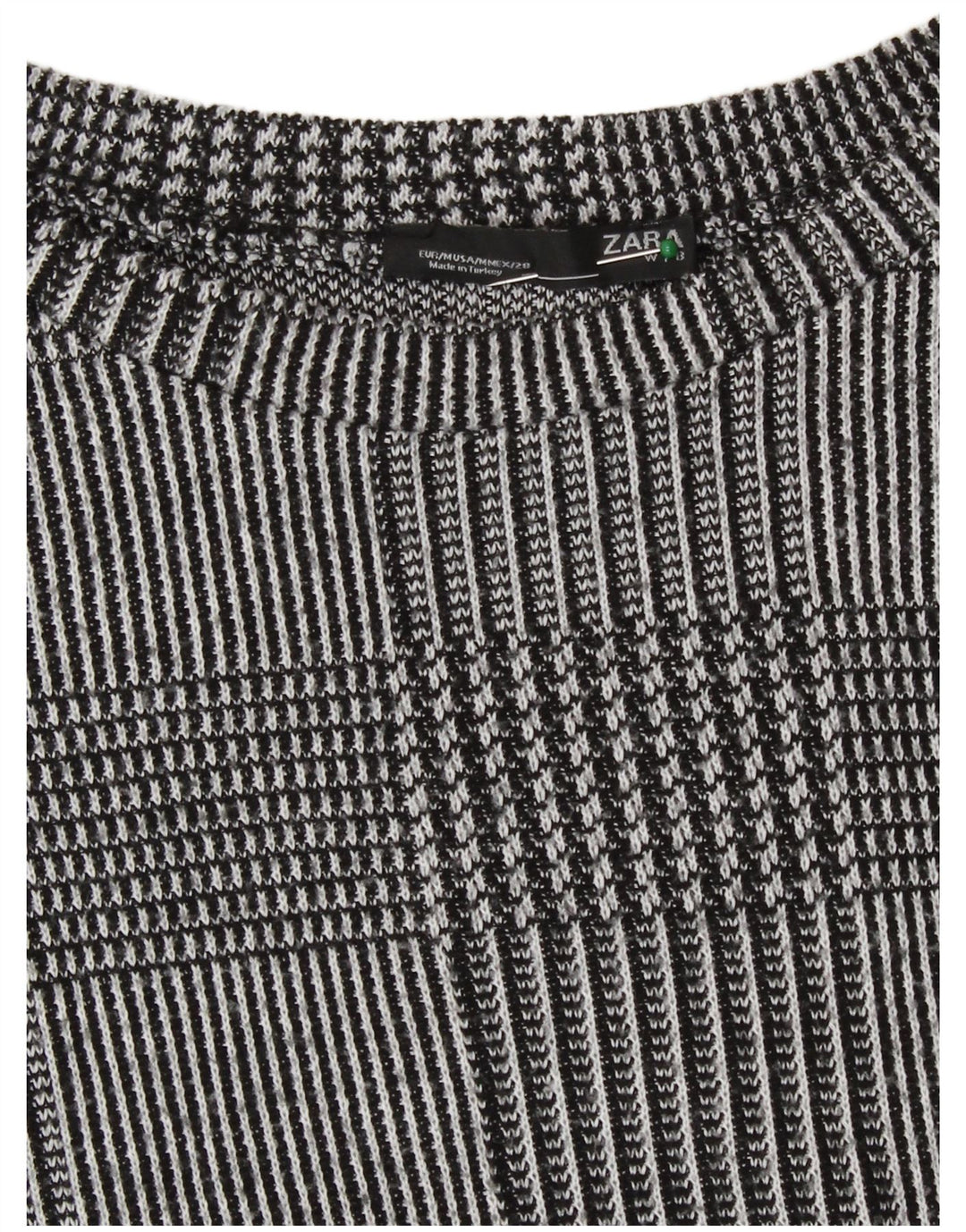 Zara Dame Top Langærmet UK 14 Medium Grey Houndstooth Polyester