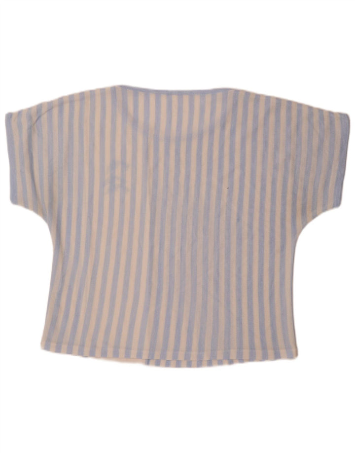 Vintage Dame T-Shirt Top UK 16 Stor Blå Stribet