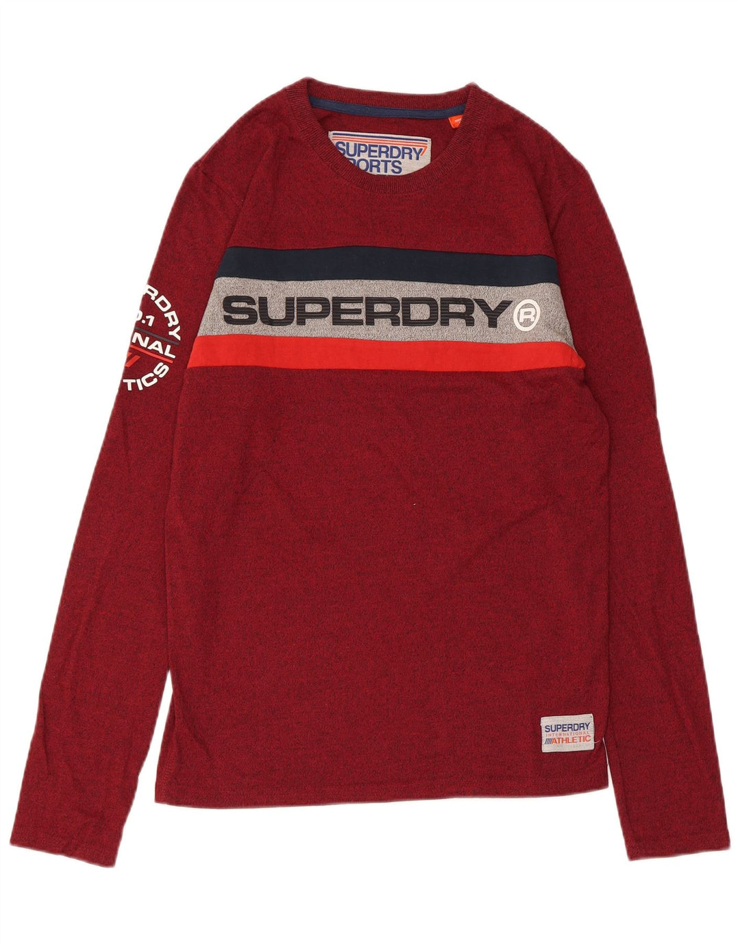 SUPERDRY Herre grafisk top Langærmet lille rødbrun flækket bomuld