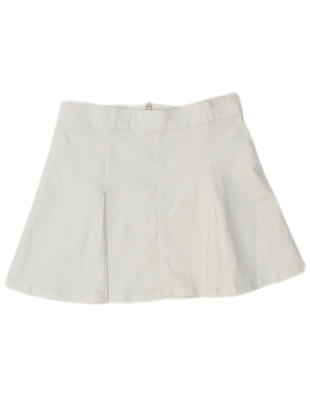 SUPERDRY Mininederdel til kvinder UK 8 Small W26 White Bomuld