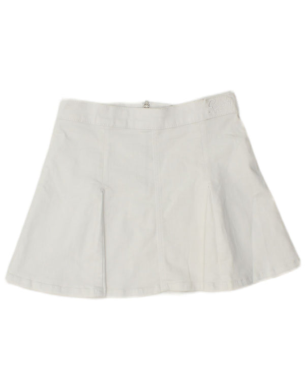 SUPERDRY Mininederdel til kvinder UK 8 Small W26 White Bomuld
