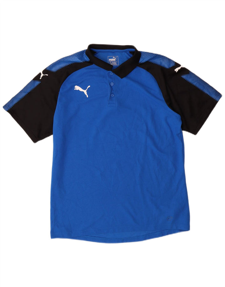 PUMA Grafisk poloshirt til mænd, stor blå farveblok polyester