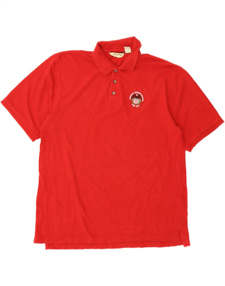 EDDIE BAUER Mens Polo Shirt Large Red Cotton Vintage Eddie Bauer and Second-Hand Eddie Bauer from Messina Hembry 
