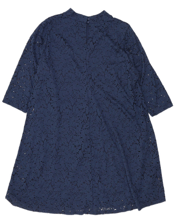 Marks & Spencer Dame 3/4-ærmet A-line kjole UK 20 2XL Navy Blue Floral