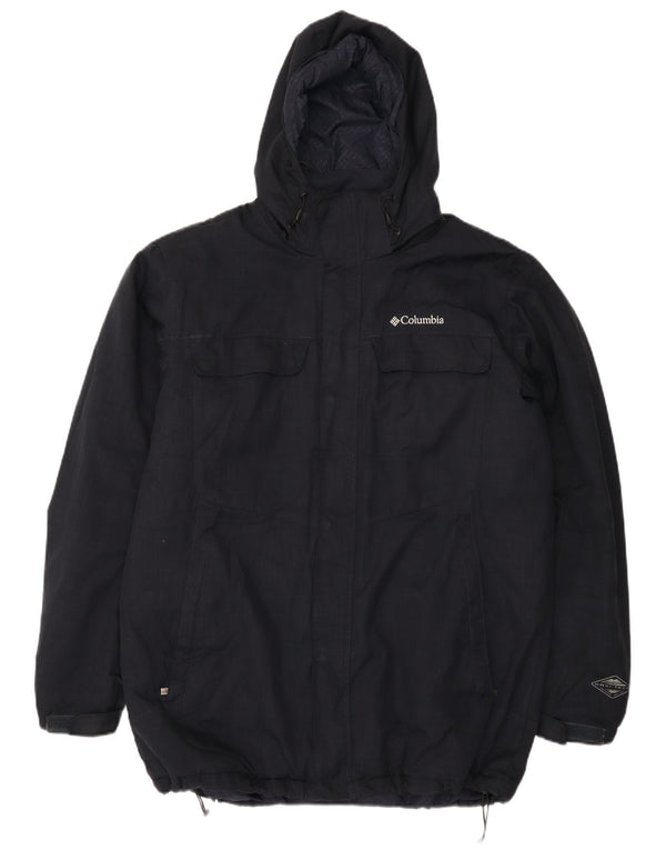 Columbia Herre Hooded Windbreaker Jacket UK 40 Large Navy Blue Polyester