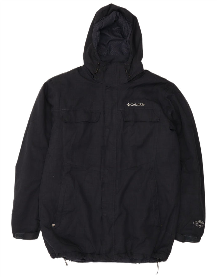 Columbia Herre Hooded Windbreaker Jacket UK 40 Large Navy Blue Polyester