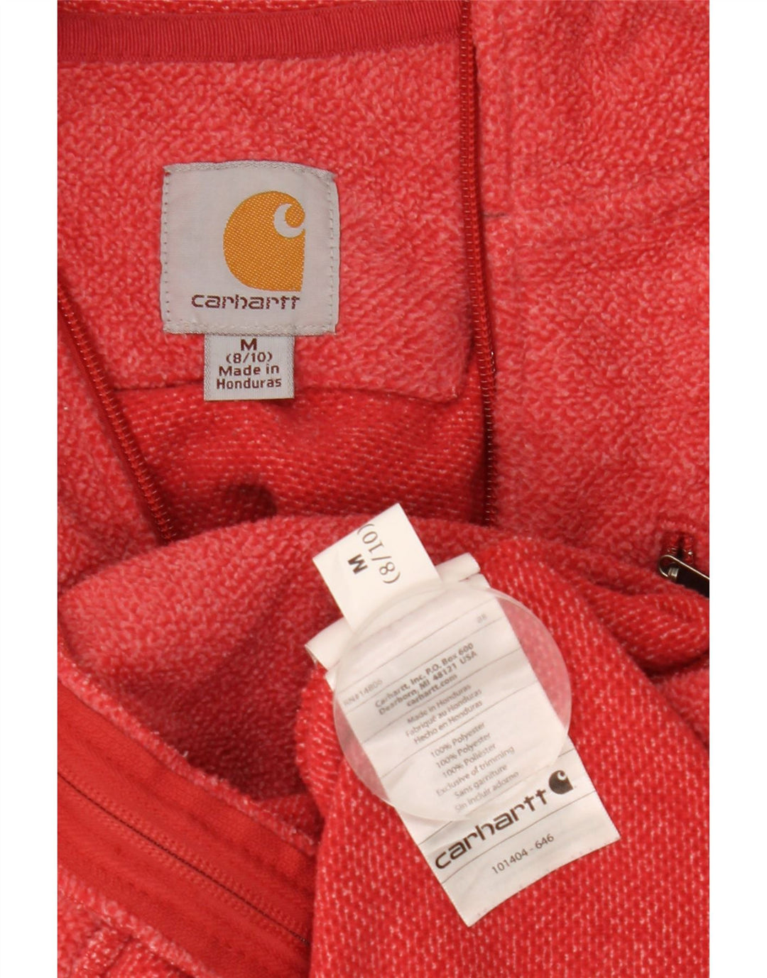 Carhartt hættetrøje med lynlås til kvinder US 8/10 Medium Rød Flecked Polyester
