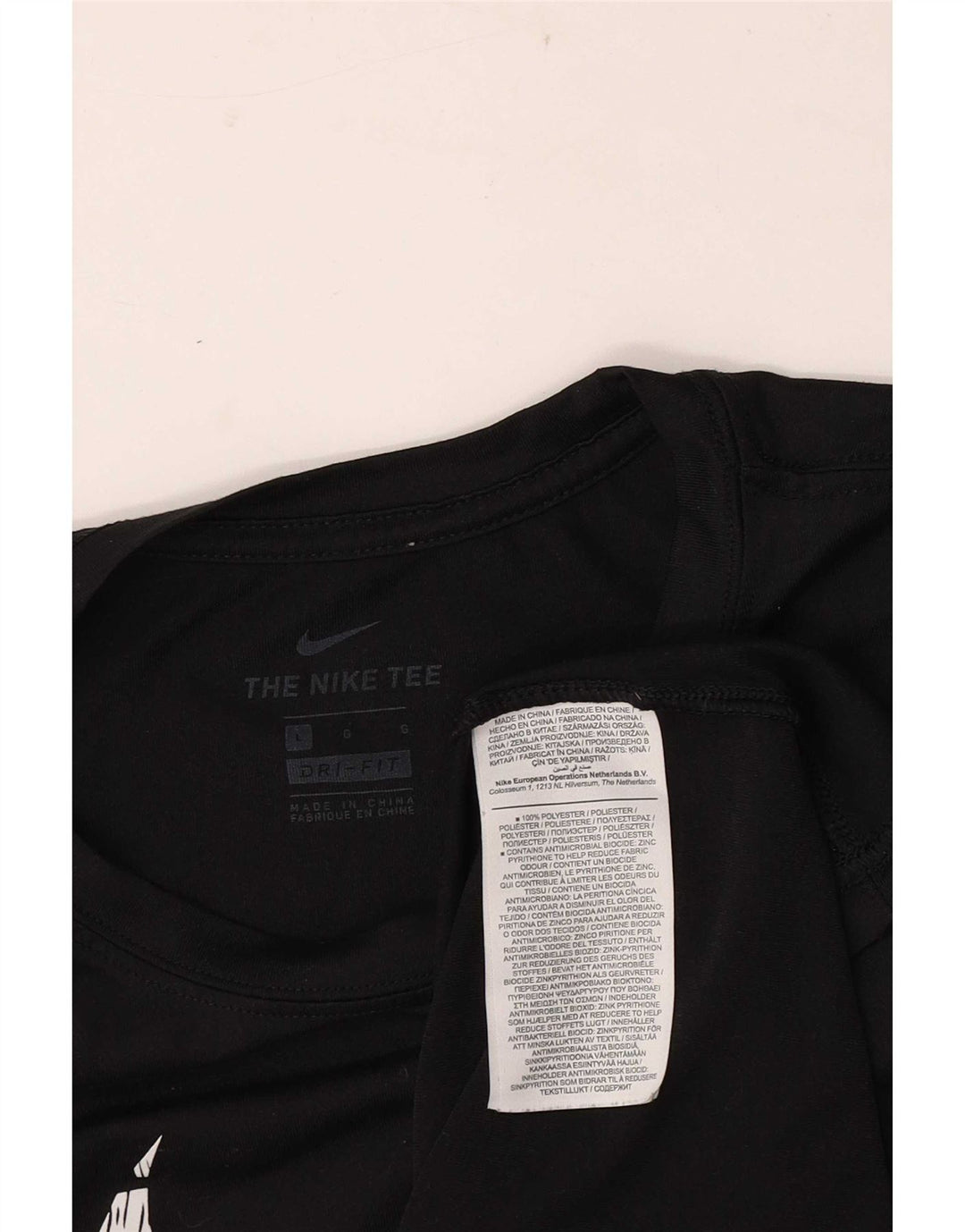 Nike Dame Dri Fit Regular Graphic T-Shirt Top UK 16 Large Black Polyester