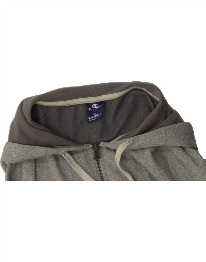 CHAMPION Mens Zip Hoodie Sweater 2XL Grey Polyester Vintage Champion and Second-Hand Champion from Messina Hembry 